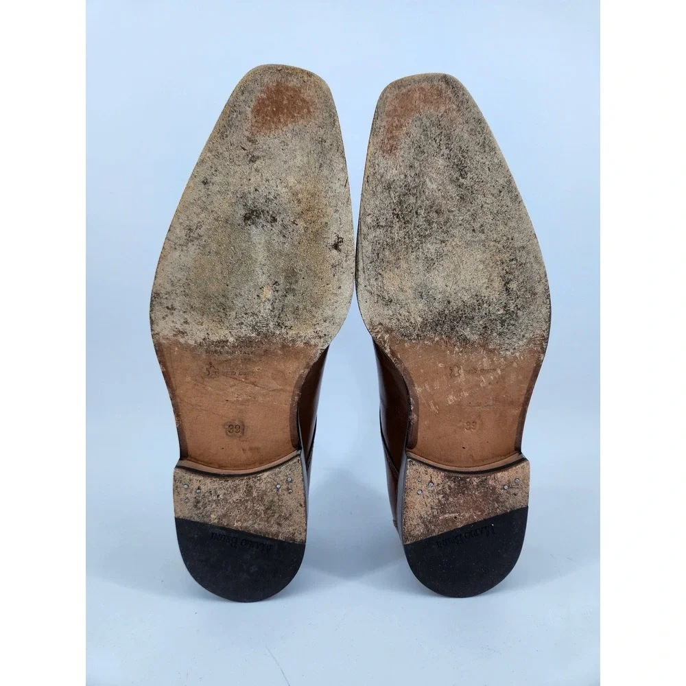 Mario Bruni Single Monk Strap Dress Shoes Mens EU 39 US 6.5 Brown Leather Italy